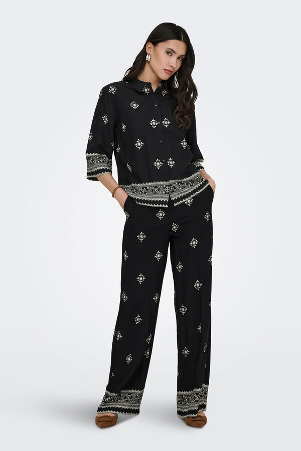 JDY Camisa manga ancha 3/4 negro