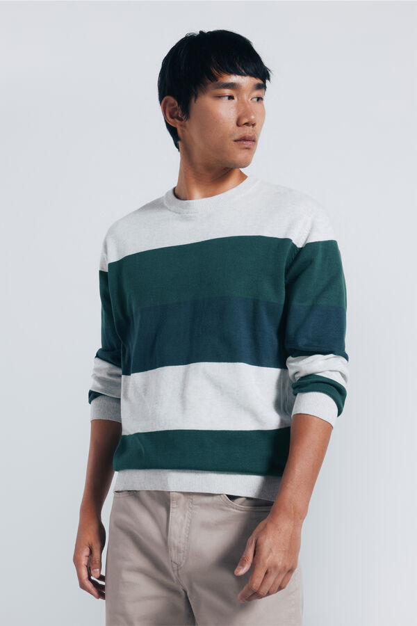 Springfield Color block striped jersey green