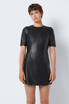 Springfield Kurzes Kleid aus Kunstleder schwarz