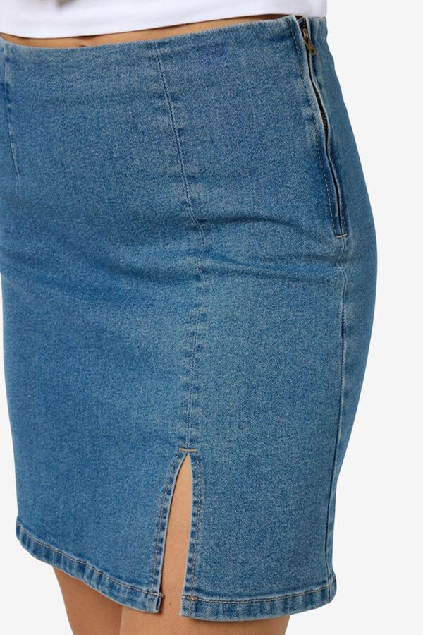 Noisy May Denim short skirt with side slit blue