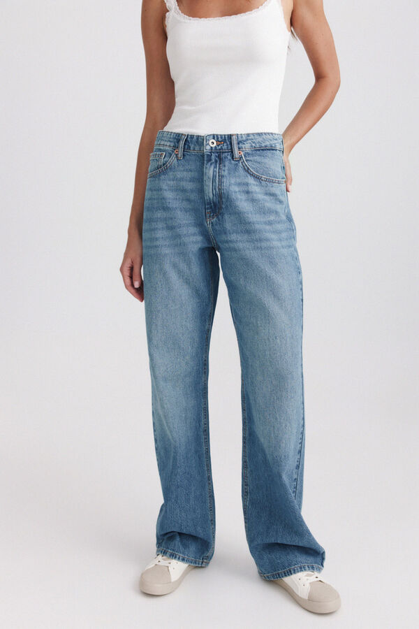 Springfield Wide leg mid-rise jeans blue