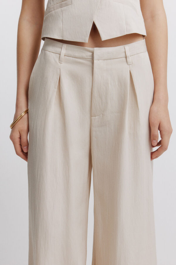 Springfield Pleated wide-leg trousers beige