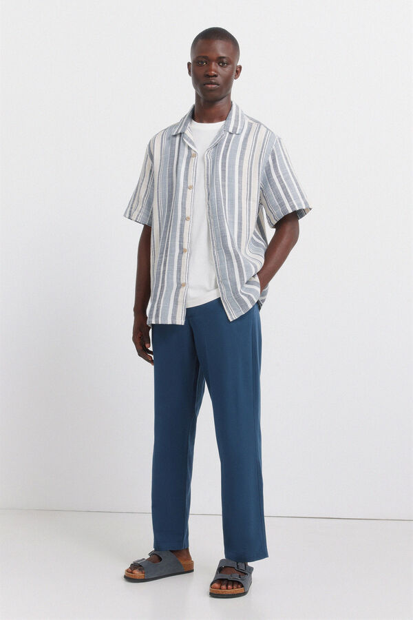 Springfield Rustic striped short sleeve shirt blue