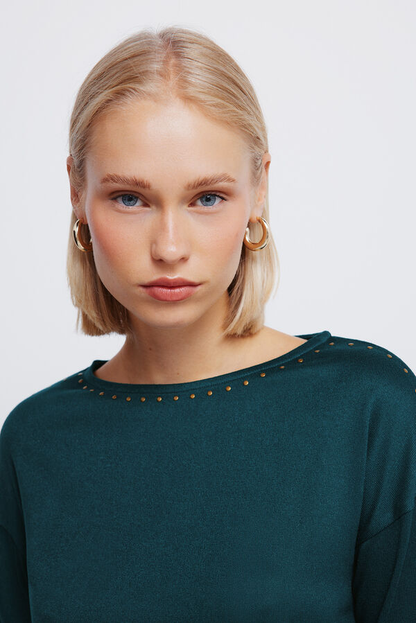 Springfield Studded boat neck T-shirt green