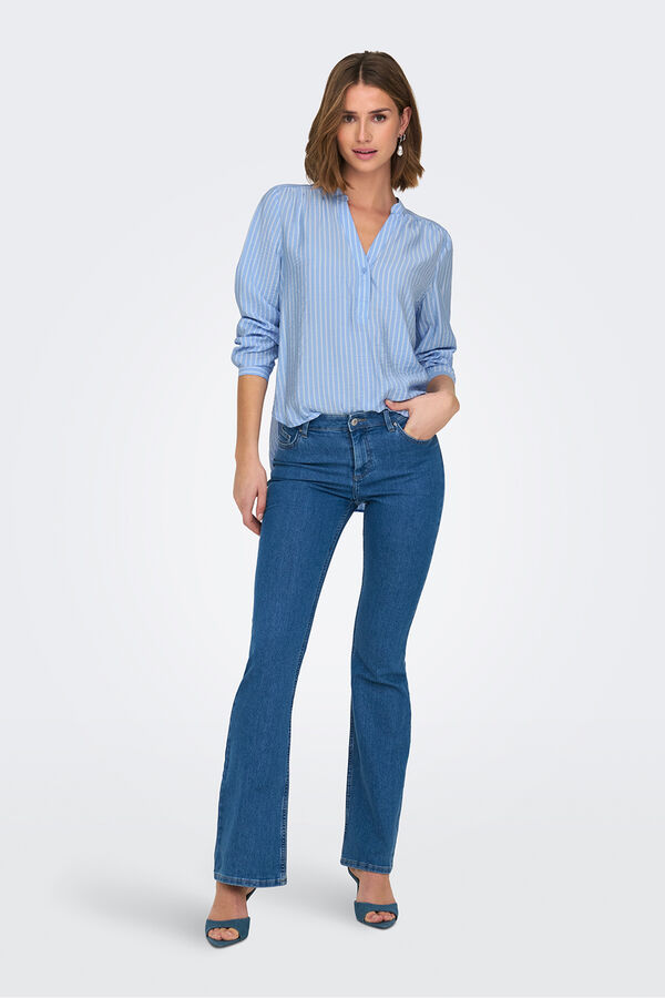 JDY Flowy long sleeve blouse blue