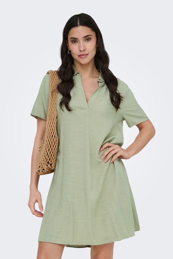 JDY Vestido corto camisero gris