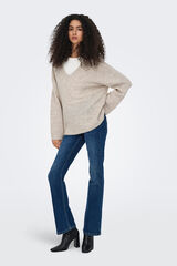 JDY Jersey cuello pico beige