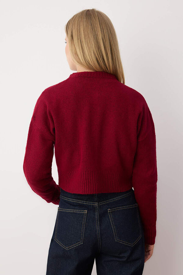 Trendyol Knitted cardigan with buttons printed