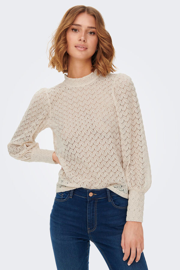 Springfield Long sleeve lace blouse gray