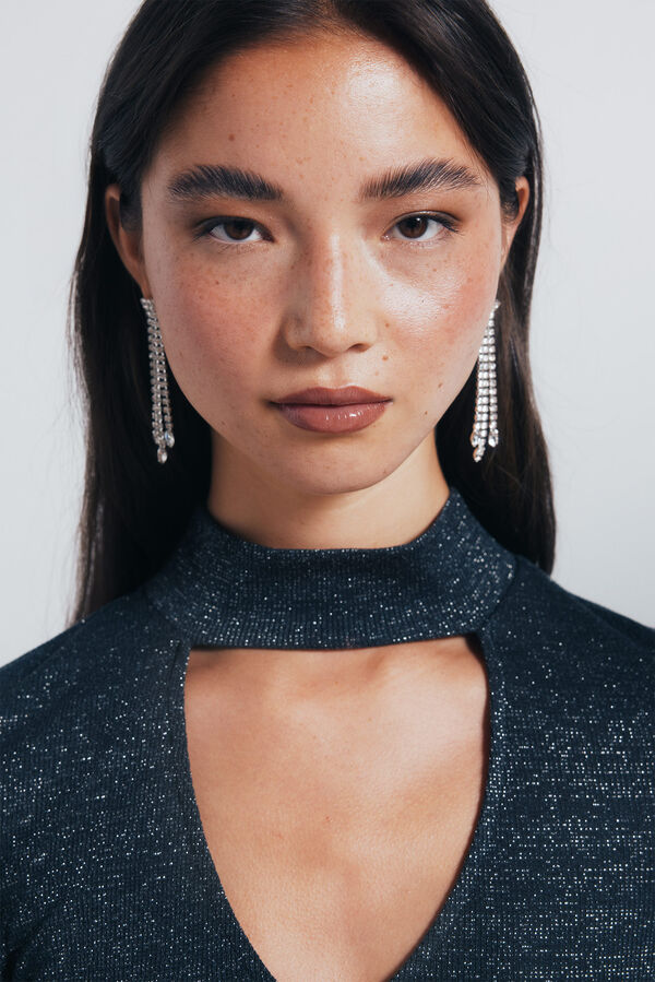 Springfield Cascade earrings with shiny stones grey