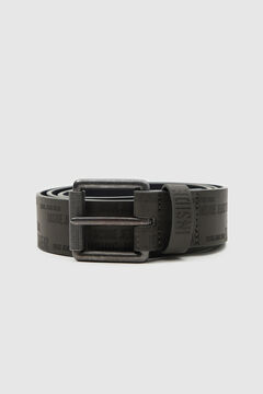 Springfield Men's black smart faux leather belt grey mix
