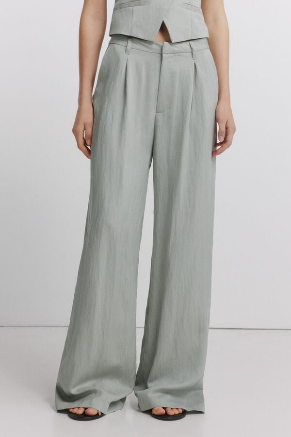 Springfield Pleated wide-leg trousers green