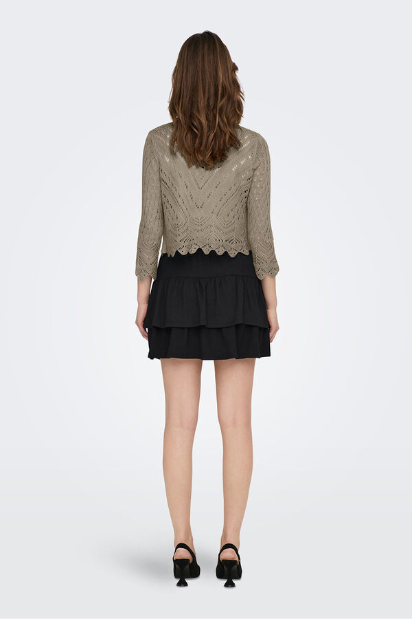 JDY Crochet short cardigan nude