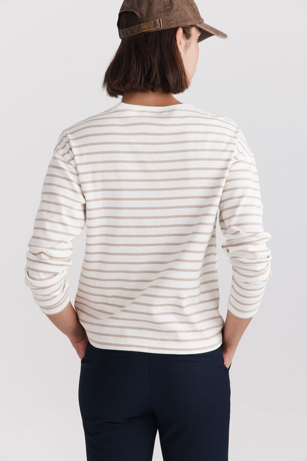 Springfield Striped fine knit jumper white