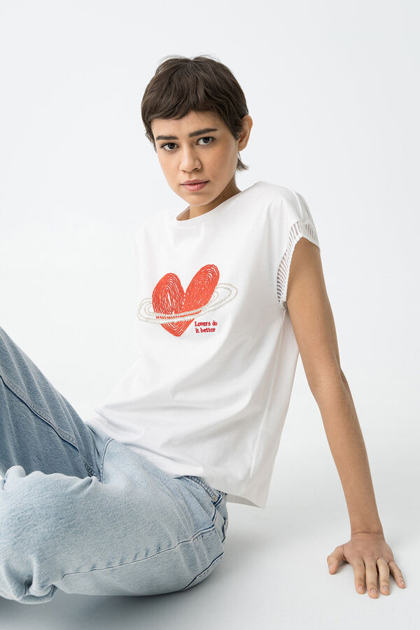 Tiffosi Camiseta canelada com aplique branco