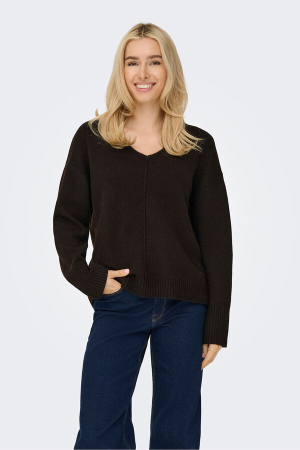 Only Pullover mit V - Ausschnitt Nude