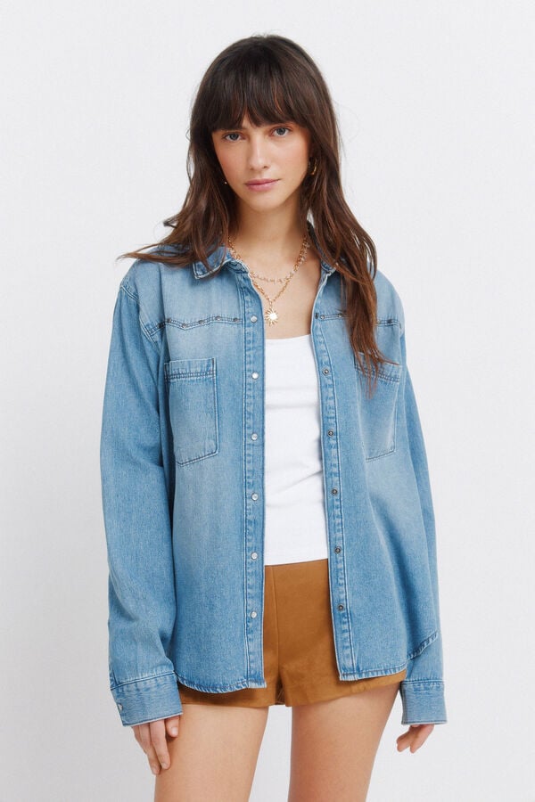 Springfield Denim yoke shirt blue