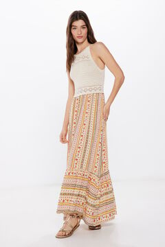Springfield Vestido Midi Punto Combinado blanco