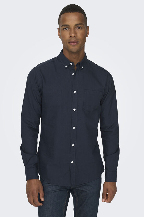 Springfield Long-sleeved Oxford shirt with pocket navy