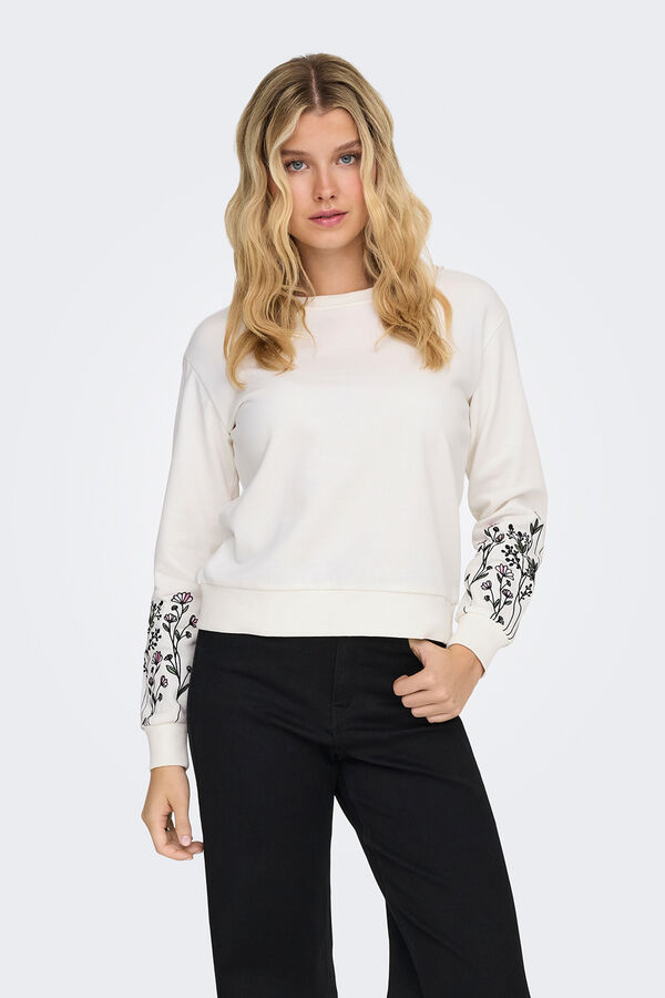 JDY Rundhals-Sweatshirt Wei&szlig;