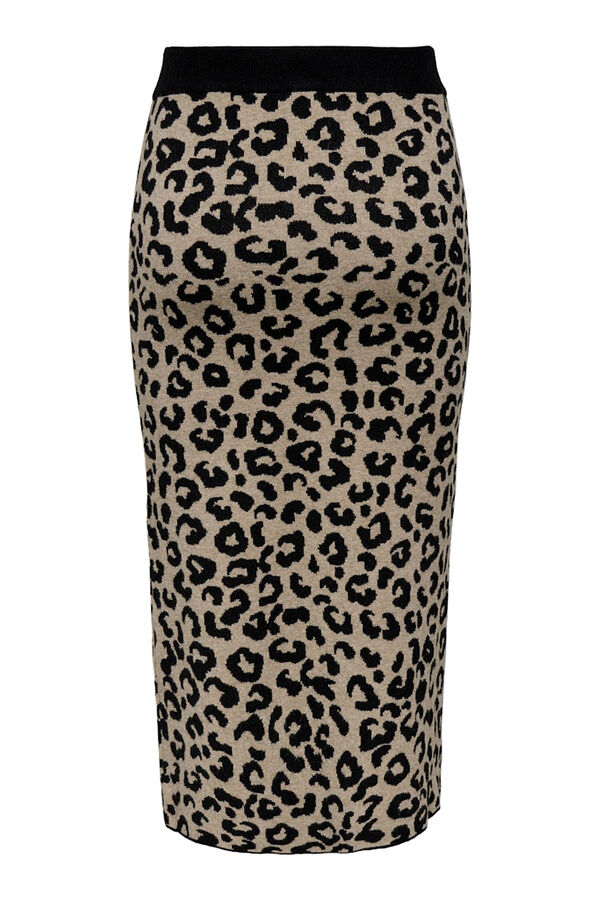 Only Falda de punto animal print negro