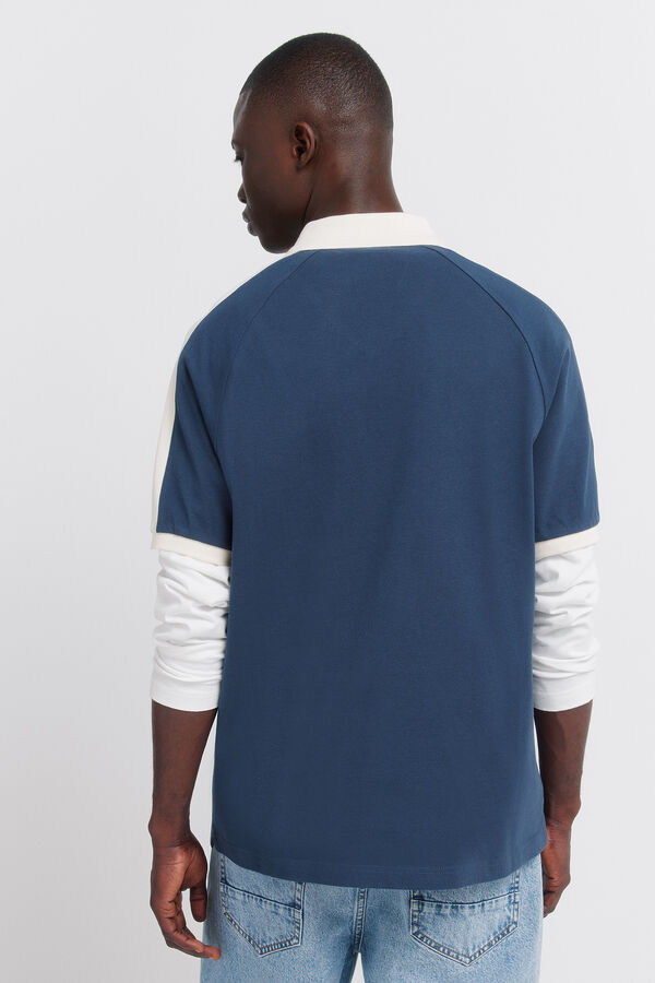 Springfield Majica polo od pikea sportska kontrastna regular fit Plava