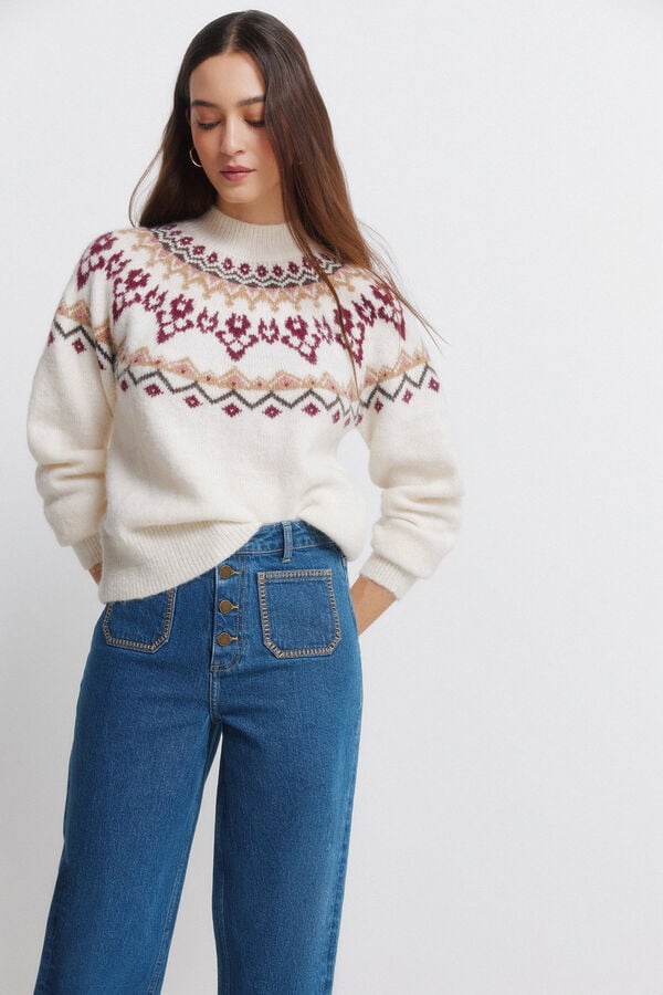 Springfield Super wide jeans with patch pockets blue