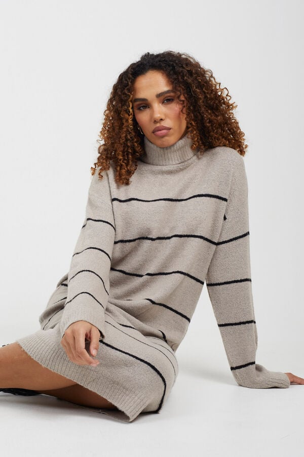Brave Soul Jersey-Knit striped dress grey