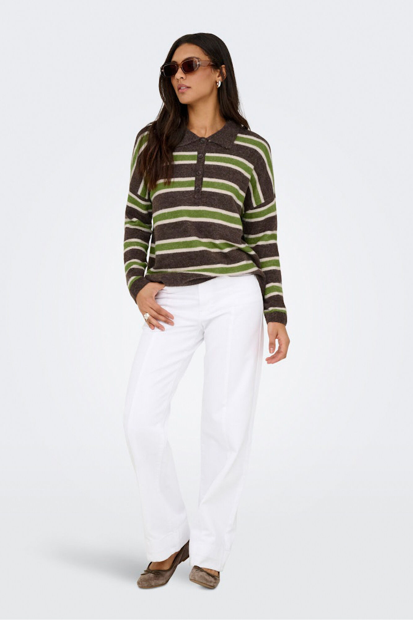 Only Polo de malha de manga comprida