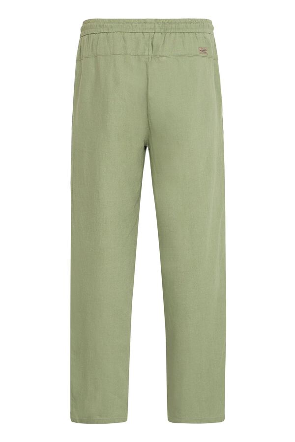 Blend Pantal&oacute;n de lino kaki