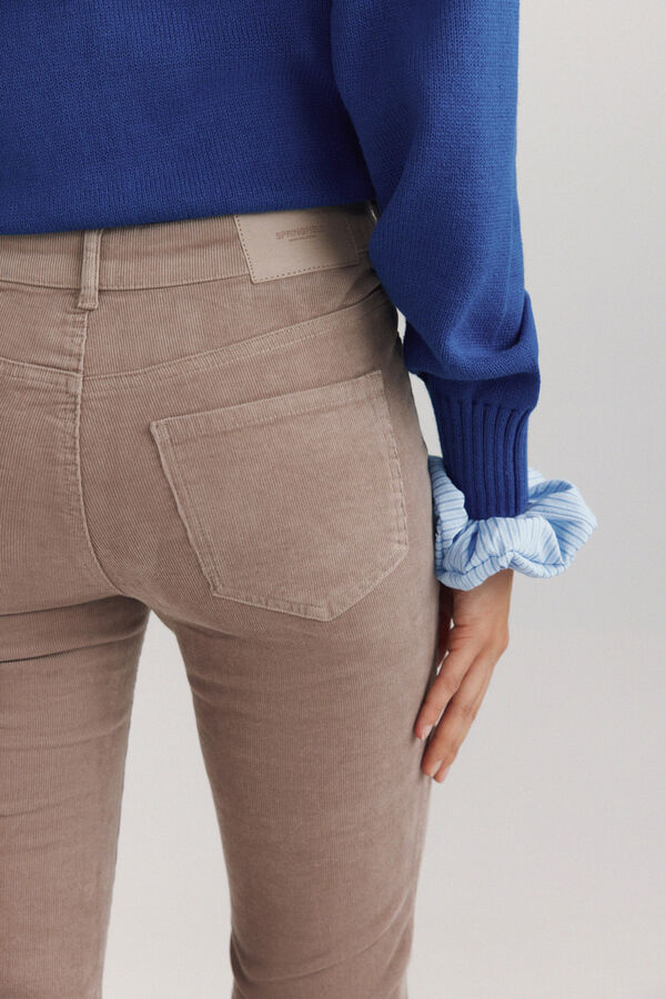 Springfield Pantalon flare en velours c&ocirc;tel&eacute; nude