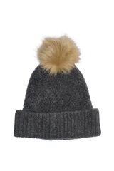 Only Wool beanie with pompom Siva