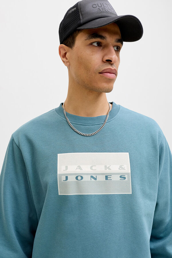 Jack & Jones Sudadera b&aacute;siga logo turquesa