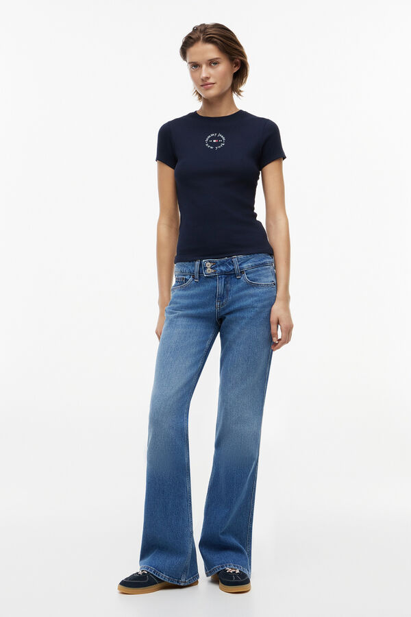 Tommy Jeans T-shirt slim com logo azul