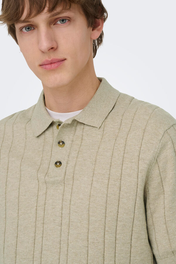 Only & Sons Polo de punto manga corta gris