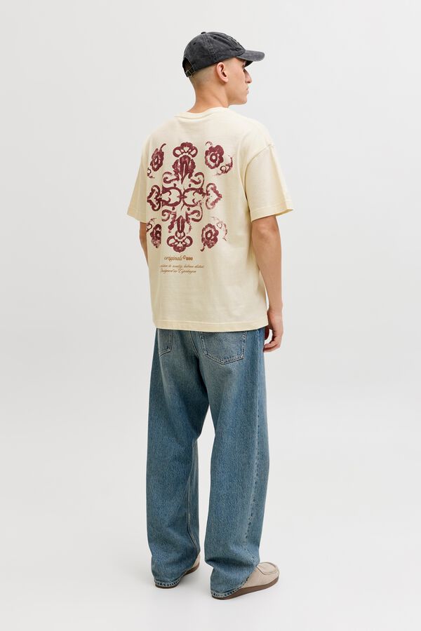 Jack & Jones Camiseta loose algod&oacute;n beige