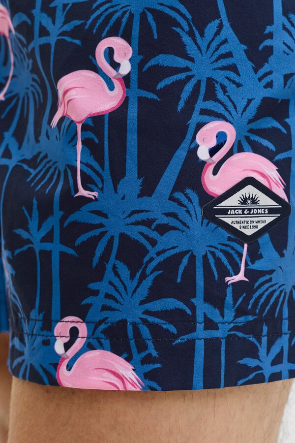 Jack & Jones PLUS Ba&ntilde;ador estampado flamencos azul