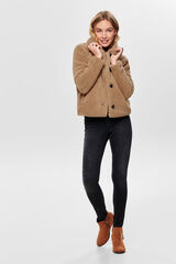 Springfield Faux shearling buttoned coat smeđa