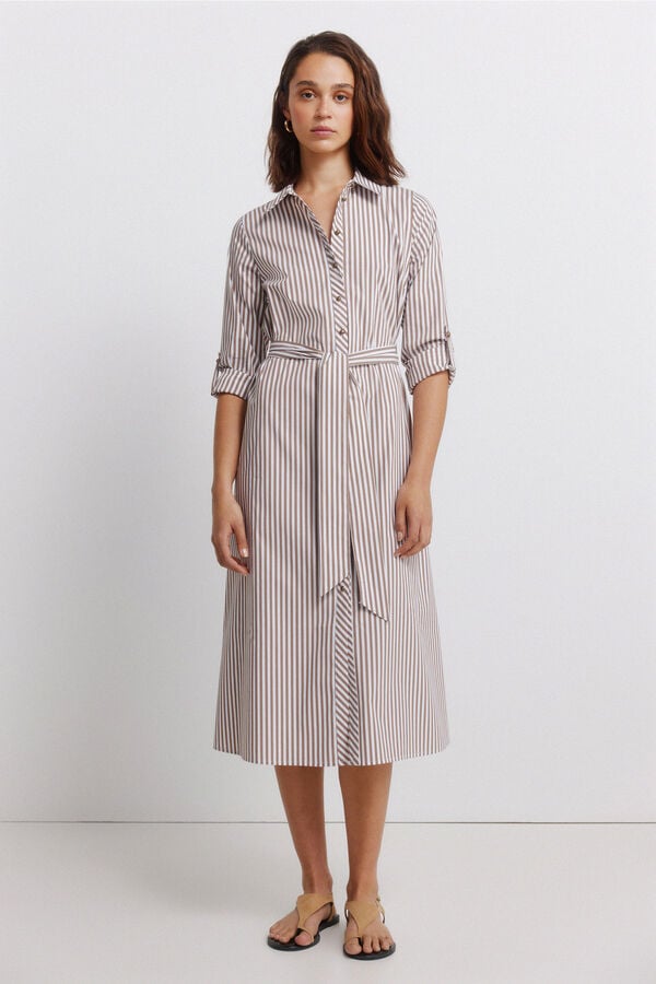 Springfield Shirt midi dress nude