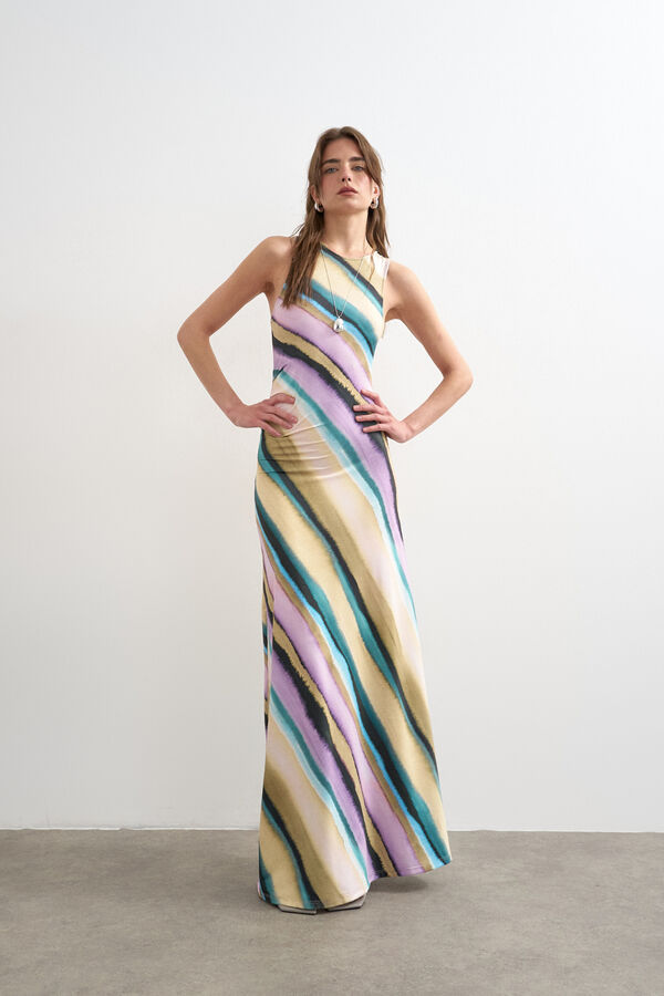 Topshop Vestido largo estampado morado/lila