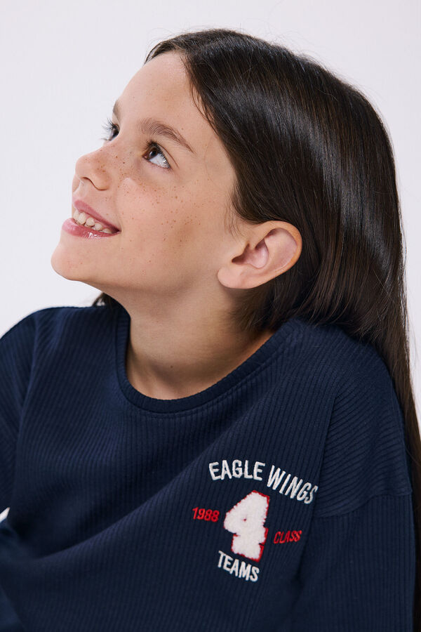 Springfield Girl's "Wings" ribbed t-shirt bluish