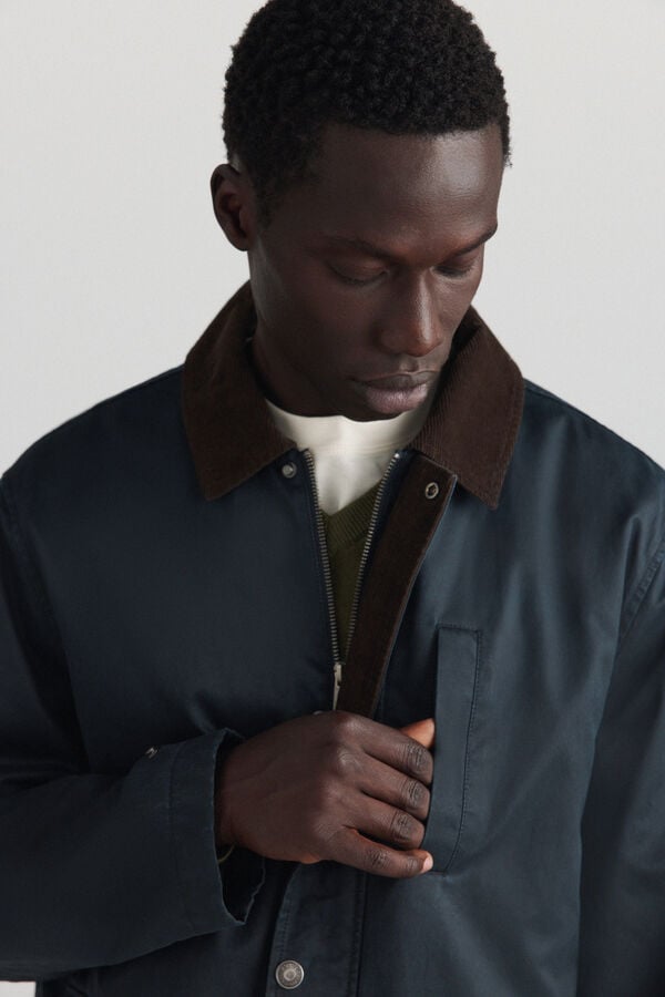Springfield Parka curta gola de bombazina azul