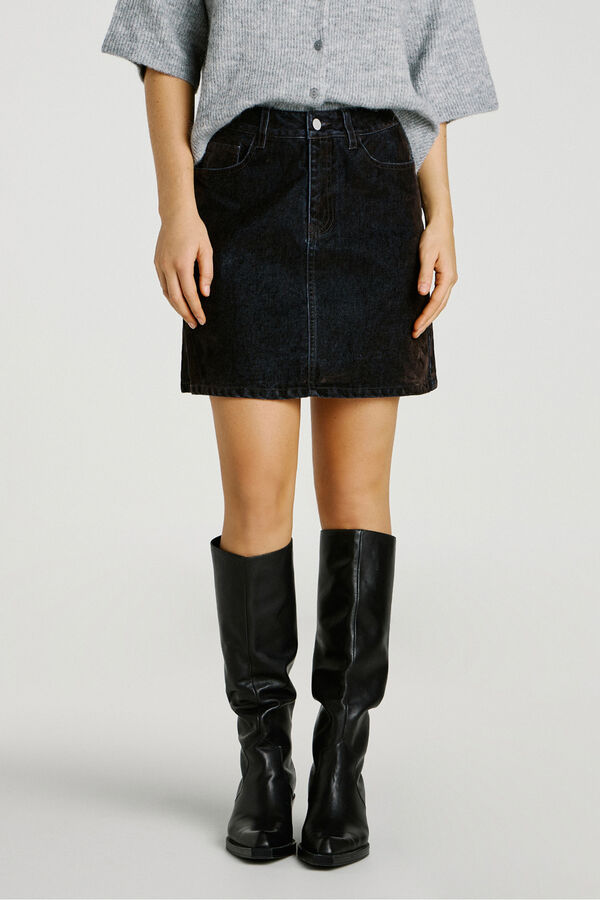 Jack & Jones Regular fit denim mini skirt Crna