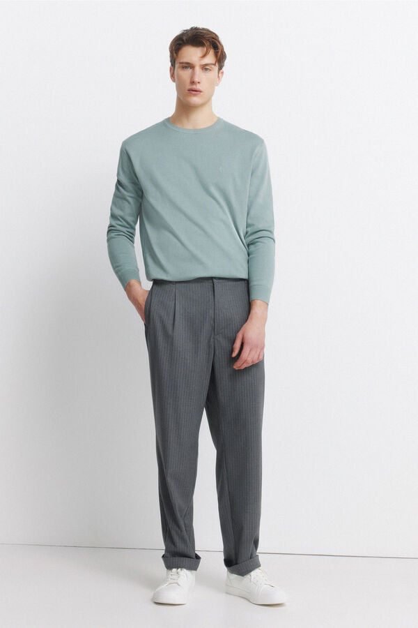 Springfield Relaxed fit striped straight trousers grey