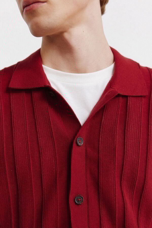 Springfield Textured knit cardigan red