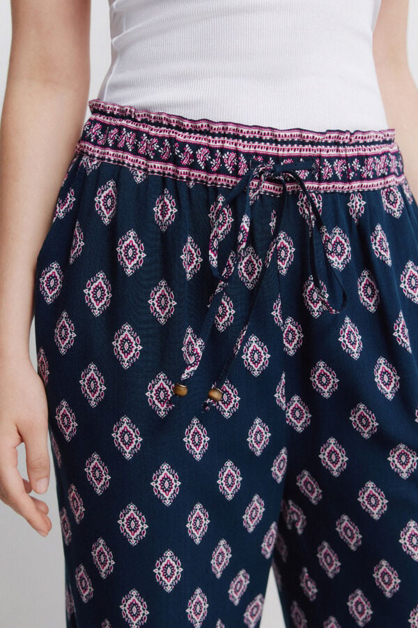 Springfield Pantal&oacute;n fluido estampado azul