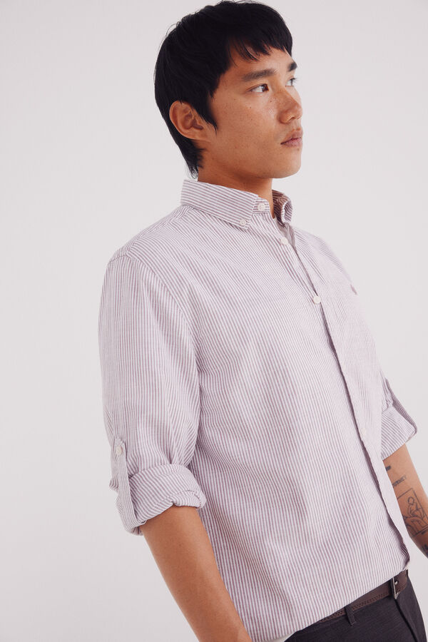 Springfield striped cotton slub shirt red