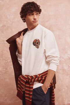 Springfield Sudadera calavera tattoo marfil