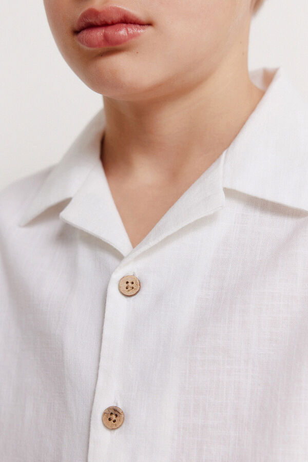 Springfield Kids Dečija ko&scaron;ulja kratkih rukava lanenog izgleda Bela