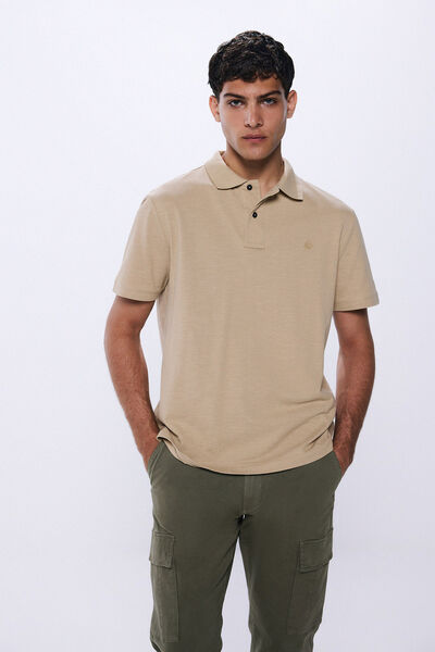 Springfield regular fit piqué polo shirt camel